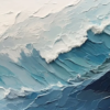Original Blue Wave Oil Painting – Large Abstract Minimalist Canvas Art for Living Room Decor