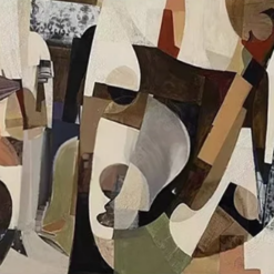 Natural Tones Minimalist Canvas Art – Mid-Century Modern Sculpture-Inspired Abstract Painting with Unique Brushstrokes