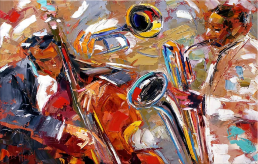 Abstract Jazz Art – Contemporary Canvas Painting, Music-Inspired Wall Art for Modern Home Decor
