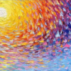 Large Abstract Sunset Seascape Canvas Oil Painting – Original Modern Custom Floral Acrylic Art for Bohemian Bedroom