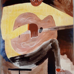 Guitar Player Oil Painting – Hand-Painted Music Art for Living Room and Studio Decor