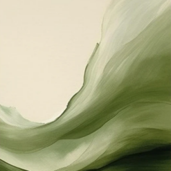 Abstract Green Oil Painting – Flowing Wave Art for Contemporary Wall Decor