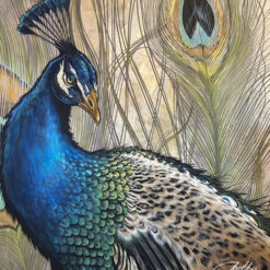 Majestic Peacock Oil Painting - Customizable Handcrafted Artwork by Dafen Artists