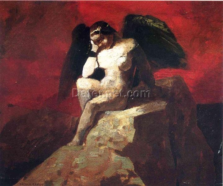 Angel in Chains’ by Odilon Redon – Symbolist 1875 Religious Oil on Canvas