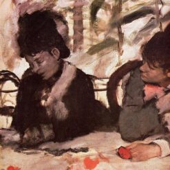 Hand-Painted Reproduction of Degas’ ‘At the Café’ – c.1877 Impressionist Oil Genre Painting