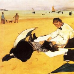 Hand-Painted Reproduction of Degas’ ‘Beach Scene’ – 1877 Impressionist Oil Genre Painting