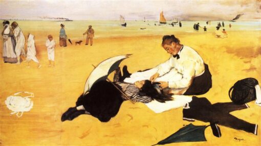 Reproduction peinte à la main de ’ Scène de plage ‘ de Degas – Peinture impressionniste à l'huile de genre, 1877