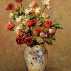 Bouquet of Flowers’ by Odilon Redon – Realist Floral Oil Painting on Canvas