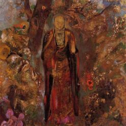 Odilon Redon ‘Buddha Walking among the Flowers’ – 1905 Symbolist Religious Oil Painting on Canvas