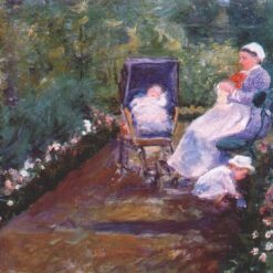 Hand-Painted Reproduction of ‘Children in a Garden’ by Mary Cassatt – 1878 Oil on Canvas
