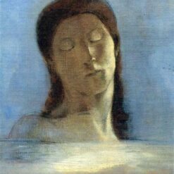 Closed Eyes’ by Odilon Redon – 1890 Symbolist Portrait Painting in Oil on Canvas
