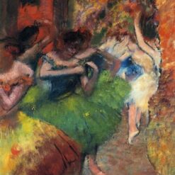 Dancers in the Wings by Edgar Degas – c.1885 Impressionist Oil Genre Painting Reproduction