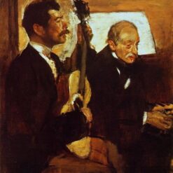 Hand-Painted Reproduction of Degas’ ‘Degas' Father Listening to Lorenzo Pagans Playing the Guitar’ – 1869-1870 Impressionist Oil Portrait