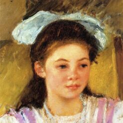 Ellen Mary Cassatt with a Large Bow in Her Hair’ – 1908-1909 Impressionist Oil Painting by Mary Cassatt