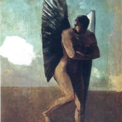 Odilon Redon ‘Fallen Angel Looking at a Cloud’ – 1875 Symbolist Oil Painting