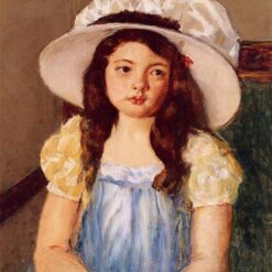 Francoise Wearing a Big White Hat’ – 1908 Mary Cassatt Impressionist Reproduction