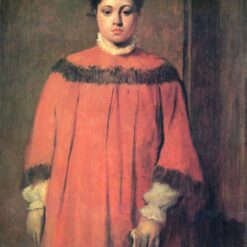 Hand-Painted Reproduction of Degas’ ‘Girl in Red’ – 1866 Impressionist Oil Portrait