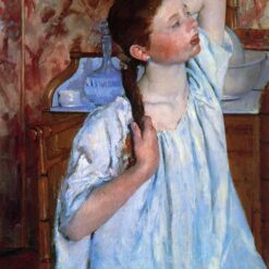 Girl Arranging Her Hair’ – 1886 Mary Cassatt Oil Portrait Reproduction