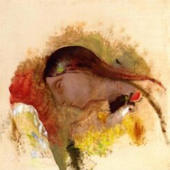 Head of a Sleeping Woman’ by Odilon Redon – Symbolist Genre Painting in Oil on Canvas