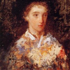 Hand-Painted Reproduction of ‘Head of a Young Girl’ by Mary Cassatt – 1876 Oil Portrait