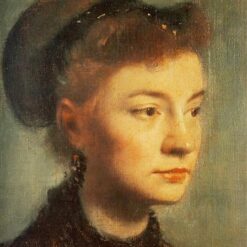 Head of a Young Woman by Edgar Degas – 1867 Impressionist Oil Portrait Reproduction