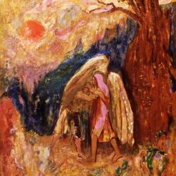 Jacob Wrestling with the Angel’ – Religious Symbolist Painting by Odilon Redon