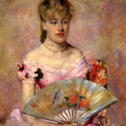 1880 Mary Cassatt ‘Lady with a Fan’ (Portrait of Anne Charlotte Gaillard) – Hand-Painted Impressionist Portrait Reproduction