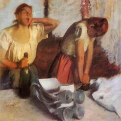 Hand-Painted Reproduction of Degas’ ‘Laundry Girls Ironing’ – 1884 Impressionist Oil Genre Painting