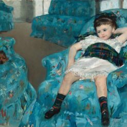 Hand-Painted Reproduction of ‘Little Girl in a Blue Armchair’ by Mary Cassatt – 1878 Oil Portrait