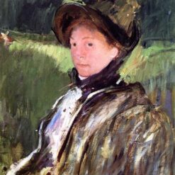 Hand-Painted Reproduction of Mary Cassatt’s ‘Lydia Cassatt in a Green Bonnet and Coat’ – 1880 Oil Portrait