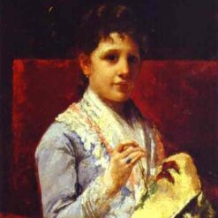 Hand-Painted Reproduction of ‘Mary Ellison Embroidering’ by Mary Cassatt – 1877 Oil on Canvas