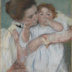 Hand-Painted Reproduction of Mary Cassatt’s ‘Maternity’ – 1897 Impressionist Oil Genre Painting