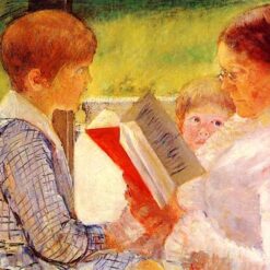 Mrs. Cassatt Reading to her Grandchildren’ by Mary Cassatt – 1880 Impressionist Oil Painting Reproduction