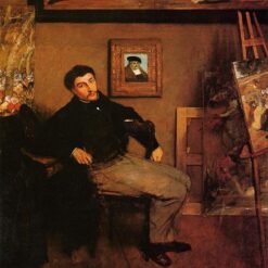 Hand-Painted Reproduction of Degas’ ‘Portrait of James Tissot’ – 1867-1868 Realist Oil Painting