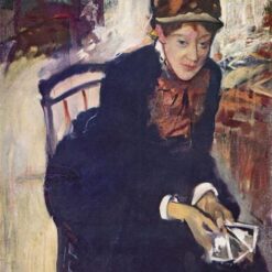 Portrait of Miss Cassatt, Holding the Cards’ by Mary Cassatt – 1876 Impressionist Oil Painting Reproduction