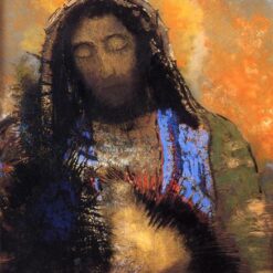 Sacred Heart’ by Odilon Redon – 1910 Symbolist Religious Pastel Painting on Paper