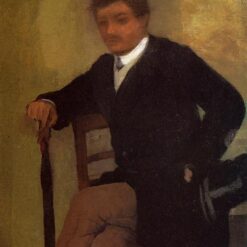 Hand-Painted Reproduction of Degas’ ‘Seated Young Man in a Jacket with an Umbrella’ – 1864-1868 Impressionist Portrait