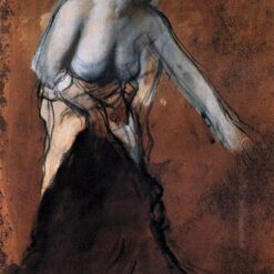Hand-Painted Reproduction of Degas’ ‘Standing Female Figure with Bared Torso’ – 1866-1868 Impressionist Sketch on Cardboard