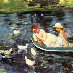 Hand-Painted Reproduction of Mary Cassatt’s ‘Summertime’ – 1894 Impressionist Oil Genre Painting