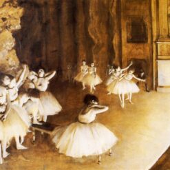 1874 Degas ‘Rehearsal of a Ballet on the Stage’ – Hand-Painted Impressionist Oil Genre Painting Reproduction