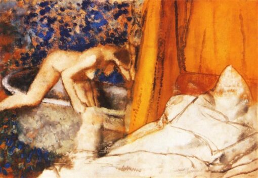 The Bath by Edgar Degas – 1890 Impressionist Oil Nude Painting Reproduction