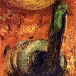 Odilon Redon ‘The Green Death’ – 1905 Symbolic Oil on Canvas Painting