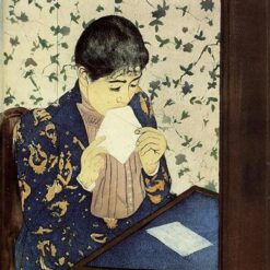 Hand-Painted Reproduction of Mary Cassatt’s ‘The Letter’ – Japonism Drypoint Etching (1890-1891)