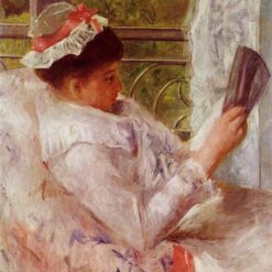 Hand-Painted ‘The Reader’ by Mary Cassatt – 1878 Oil Portrait Reproduction in Realism and Impressionism