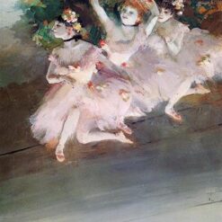 Three Ballet Dancers by Edgar Degas – 1879 Impressionist Oil Genre Painting Reproduction