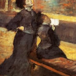 Hand-Painted Reproduction of Degas’ ‘Visit to a Museum’ – 1880 Impressionist Oil Genre Painting