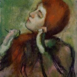 Woman Combing Her Hair by Edgar Degas – c.1894 Impressionist Oil Portrait Reproduction