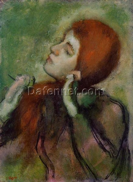 Woman Combing Her Hair by Edgar Degas – c.1894 Impressionist Oil Portrait Reproduction