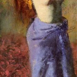 Woman in a Blue Dressing Gown, Torso Exposed by Edgar Degas – c.1887-1890 Impressionist Oil Nude Painting Reproduction