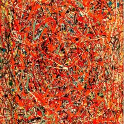 Jackson Pollock Inspired Abstract Orange Oil Painting - Hand-Painted Drip Art - Dafen Village Studio - Modern Wall Decor